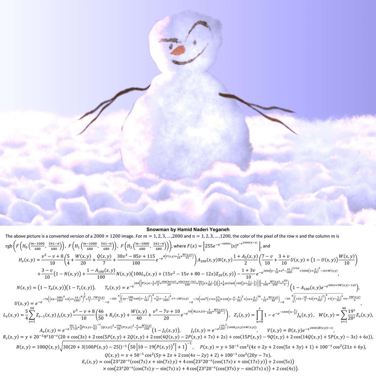 I drew this snowman with mathematical equations.