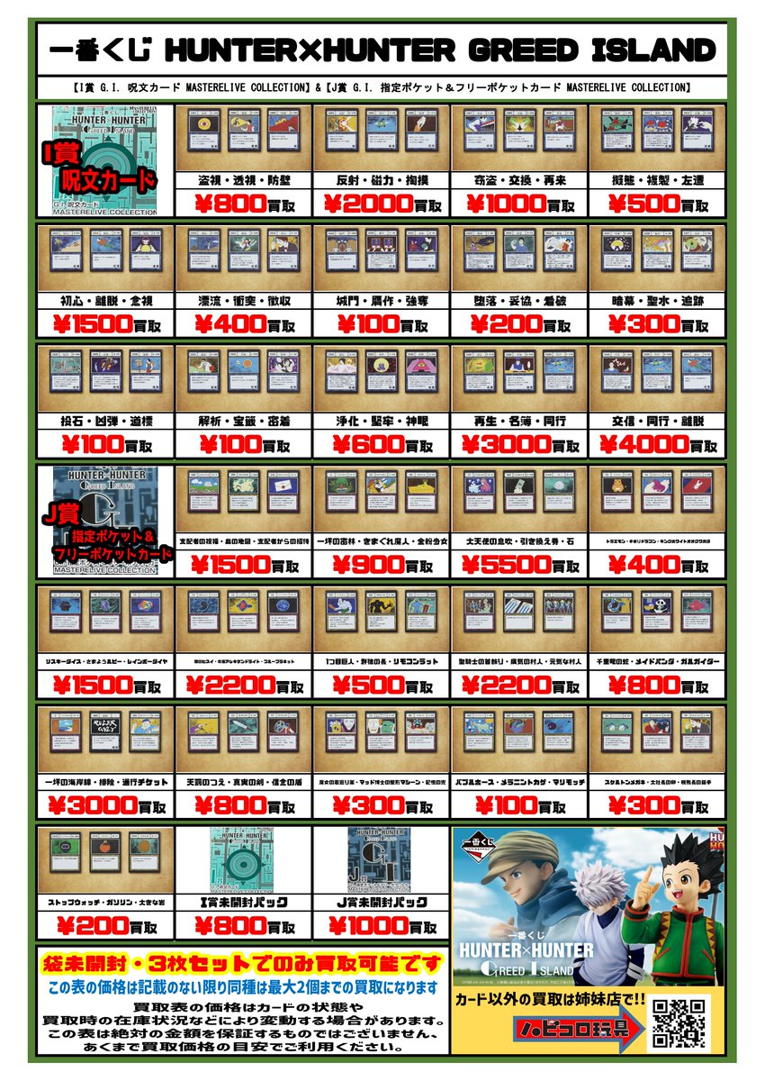 まだまだ買取してます！ 一番くじ HUNTER×HUNTER GREED ISLAND