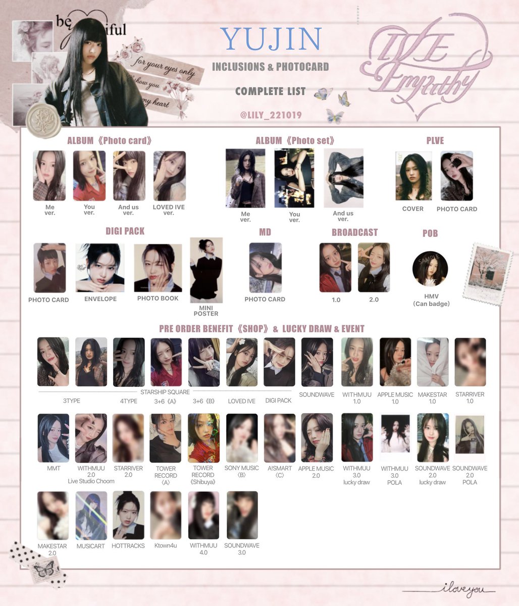 IVE EMPATHY】 封入&特典 トレカ 一覧 🌼Complete List ver.➇