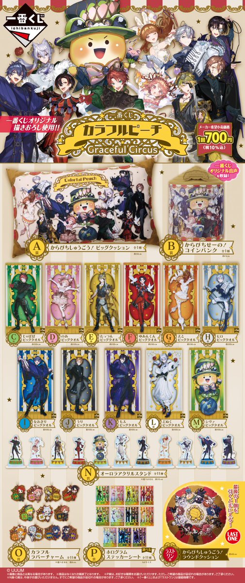 からぴちくじ第3弾「一番くじ カラフルピーチ Graceful Circus」が