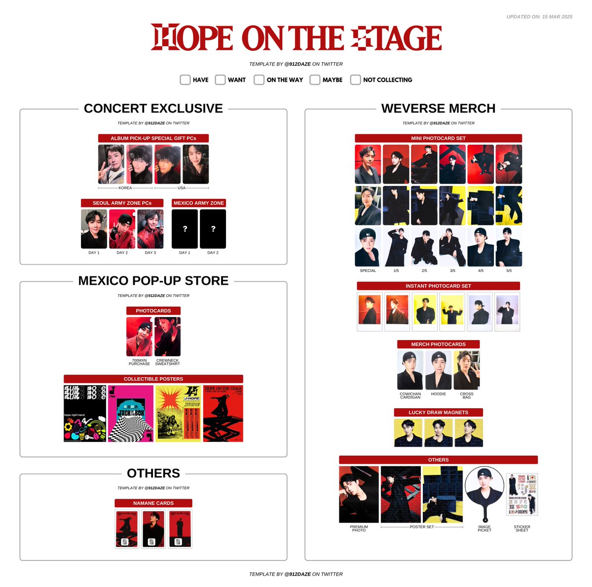 BTS J-HOPE HOBI HOTS HOS TOUR PC PHOTOCARD WISHLIST WL TEMPLATES