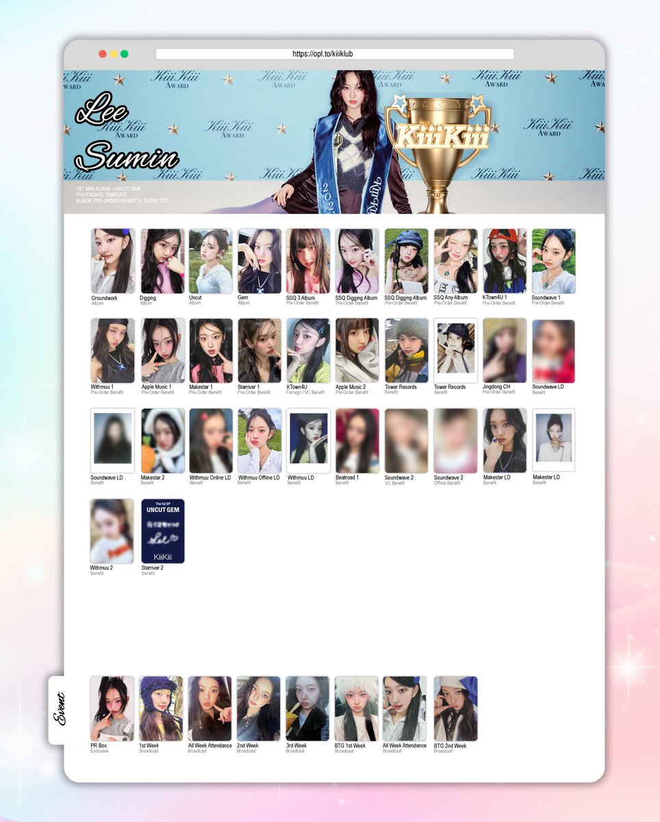 🐞] KiiiKiii Uncut Gem Debut Individual Member Photocard Template