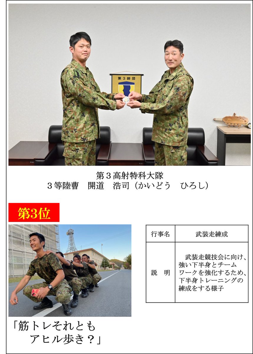 師団フォトコンテスト】 「師団フォトコンテスト」の優秀作品（上位3