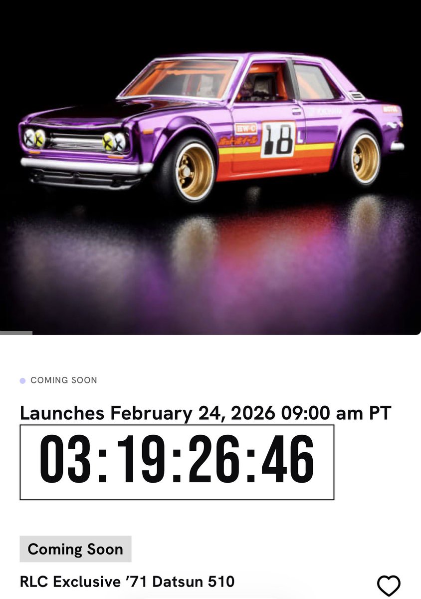 RLC Exclusive '71 Datsun 510 久しぶりに購入する為に遅くまで起きて