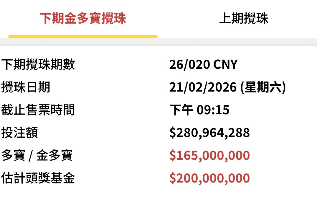 香港はきょう、熱くなっている！ 1等2億香港ドル(約40億円相当) 絶対