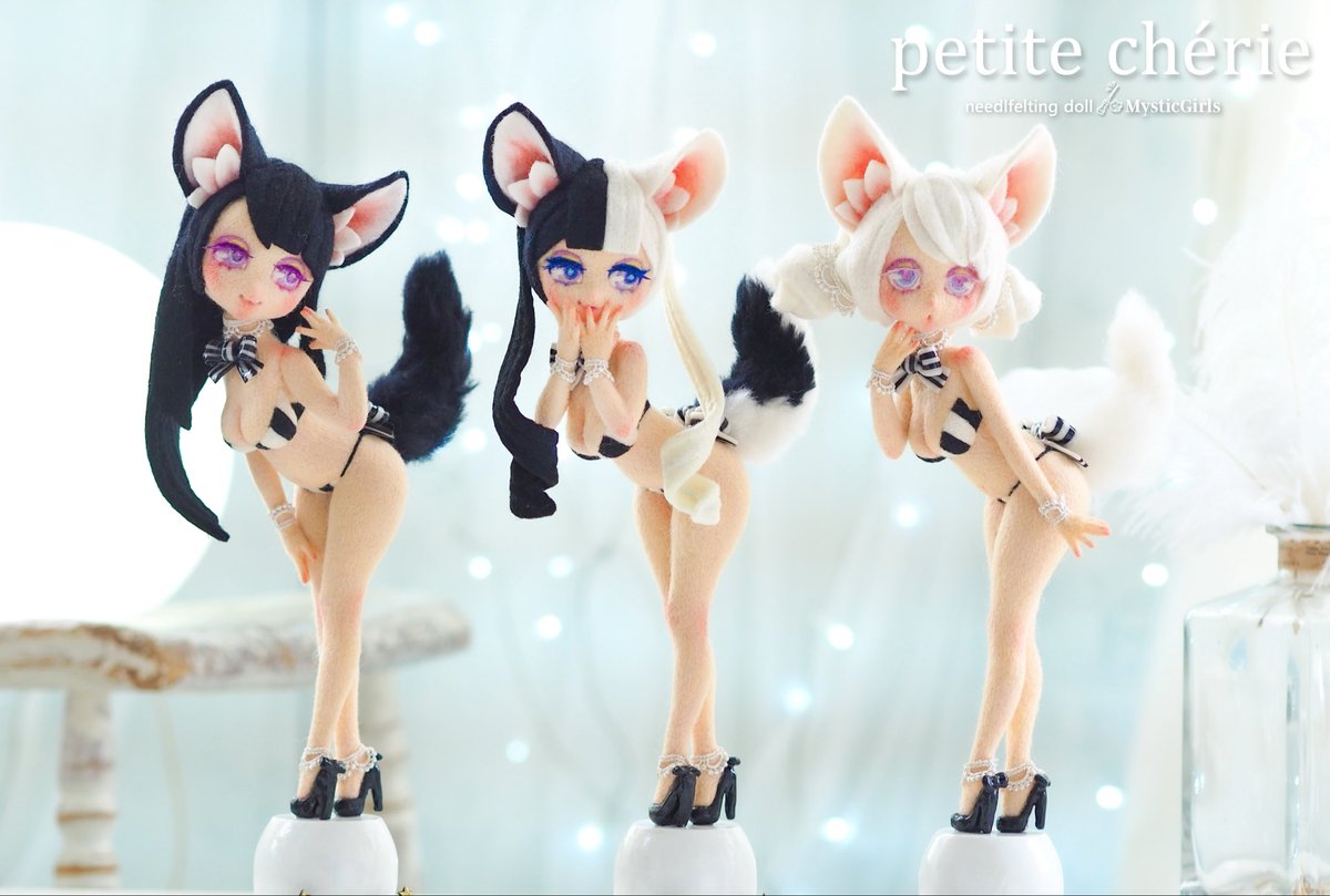RT @hijikatakurone: 羊毛フェルトで作った猫科の娘達🐱 #羊毛フェルト