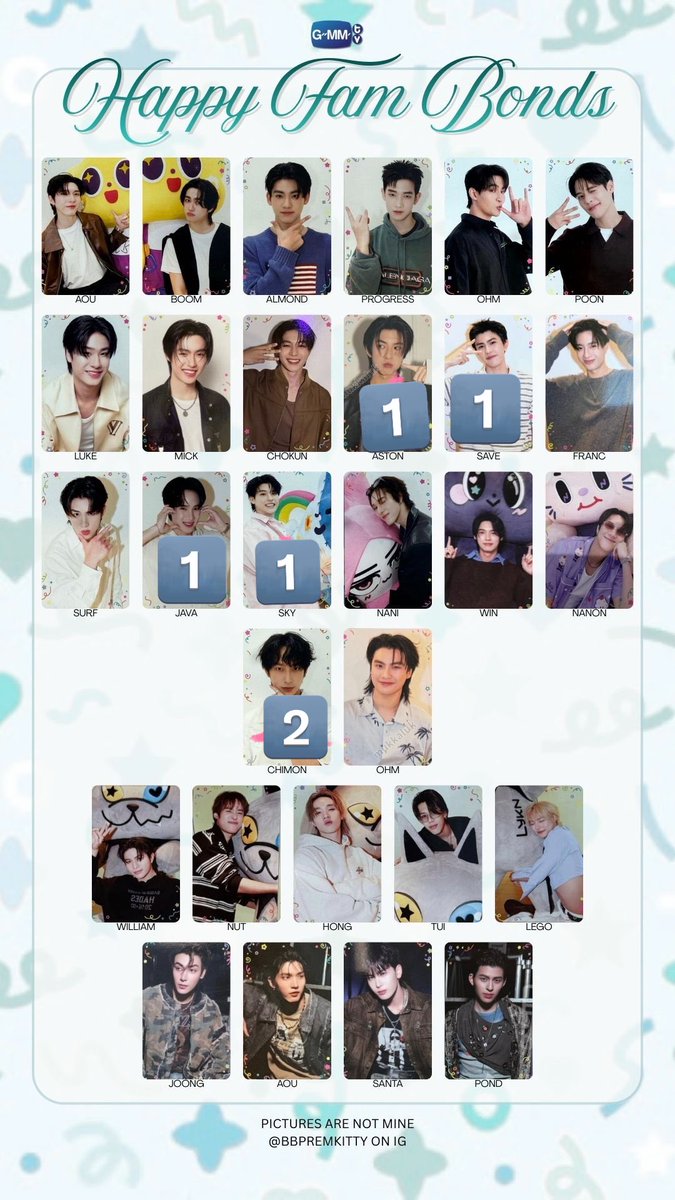 GMMTV ランダムカード トレカ 交換希望 【譲】数字（Chimonくんのみ2枚