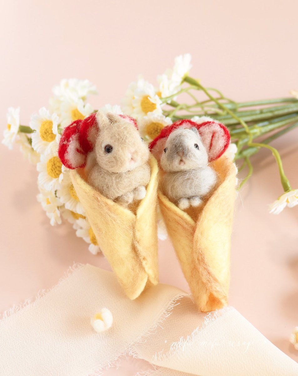 少しずつ違う表情とカラーのうさちゃん達♡ワイヤーリングのバッグ