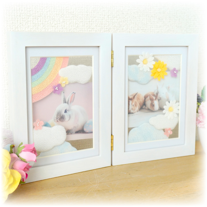 ペット仏具 ちりめん細工 パステル おそらのメモリアルフレーム 写真