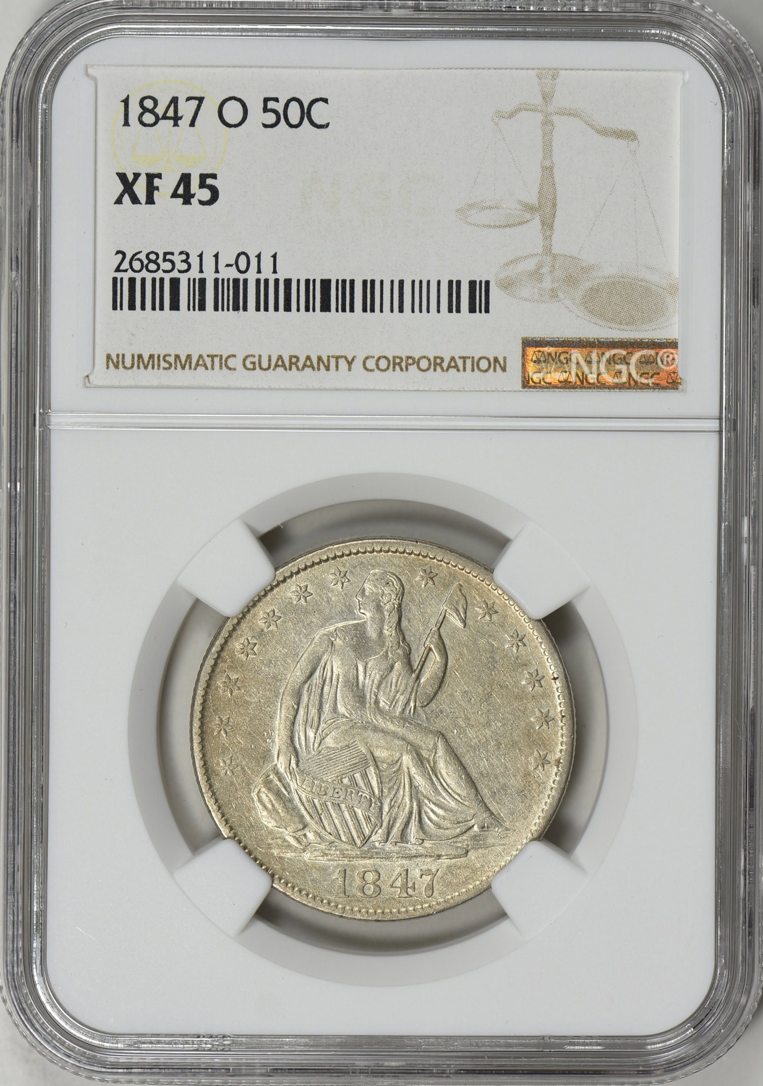 1847-O Seated Liberty Half Dollar NGC XF-45 (Item 496603