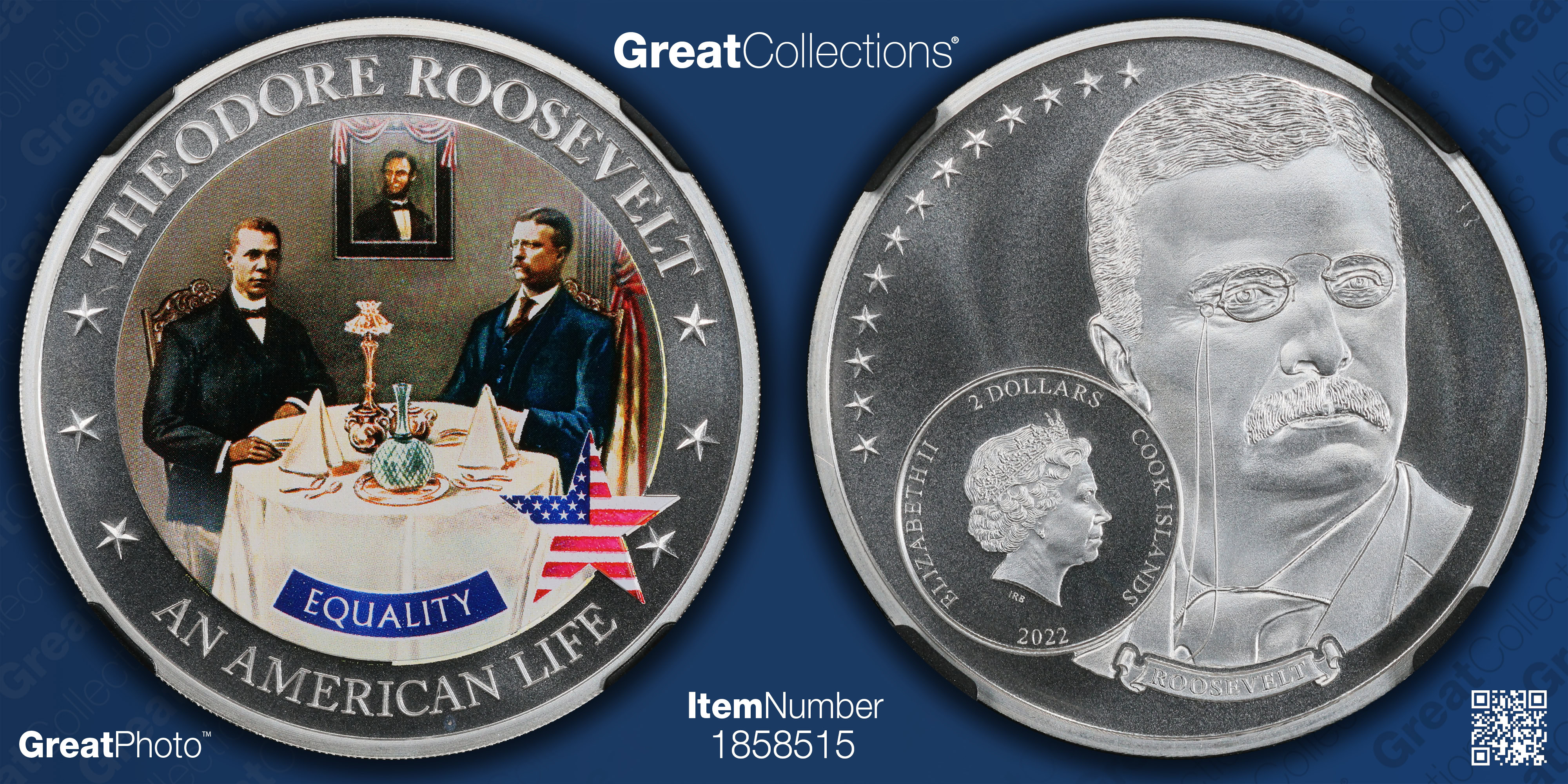 Cook Islands 2022 Silver $2 Life of Roosevelt Equality NGC MS-70