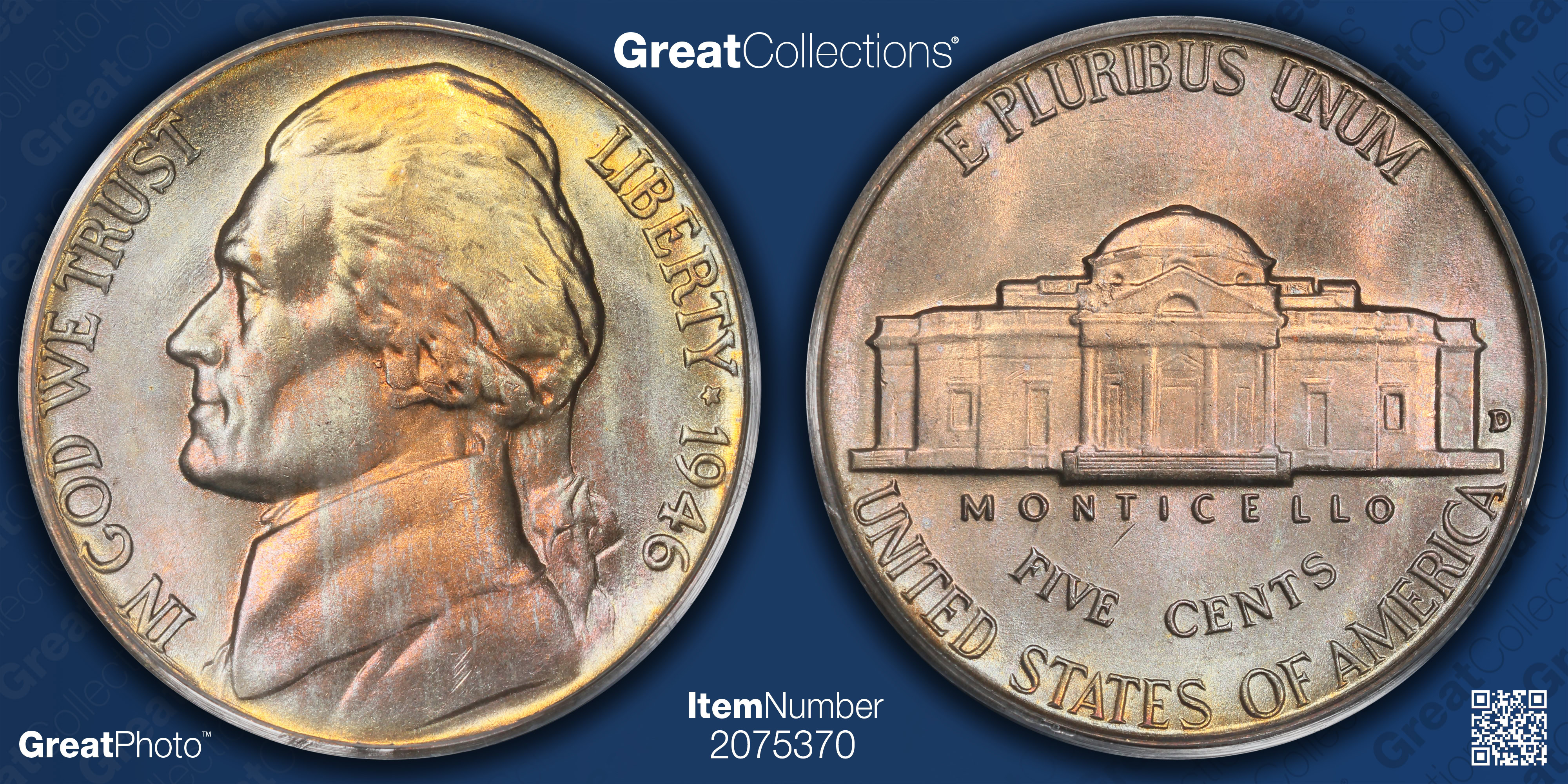 1946-D Jefferson Nickel PCGS MS-66 FS (Toned) (Item 2075370