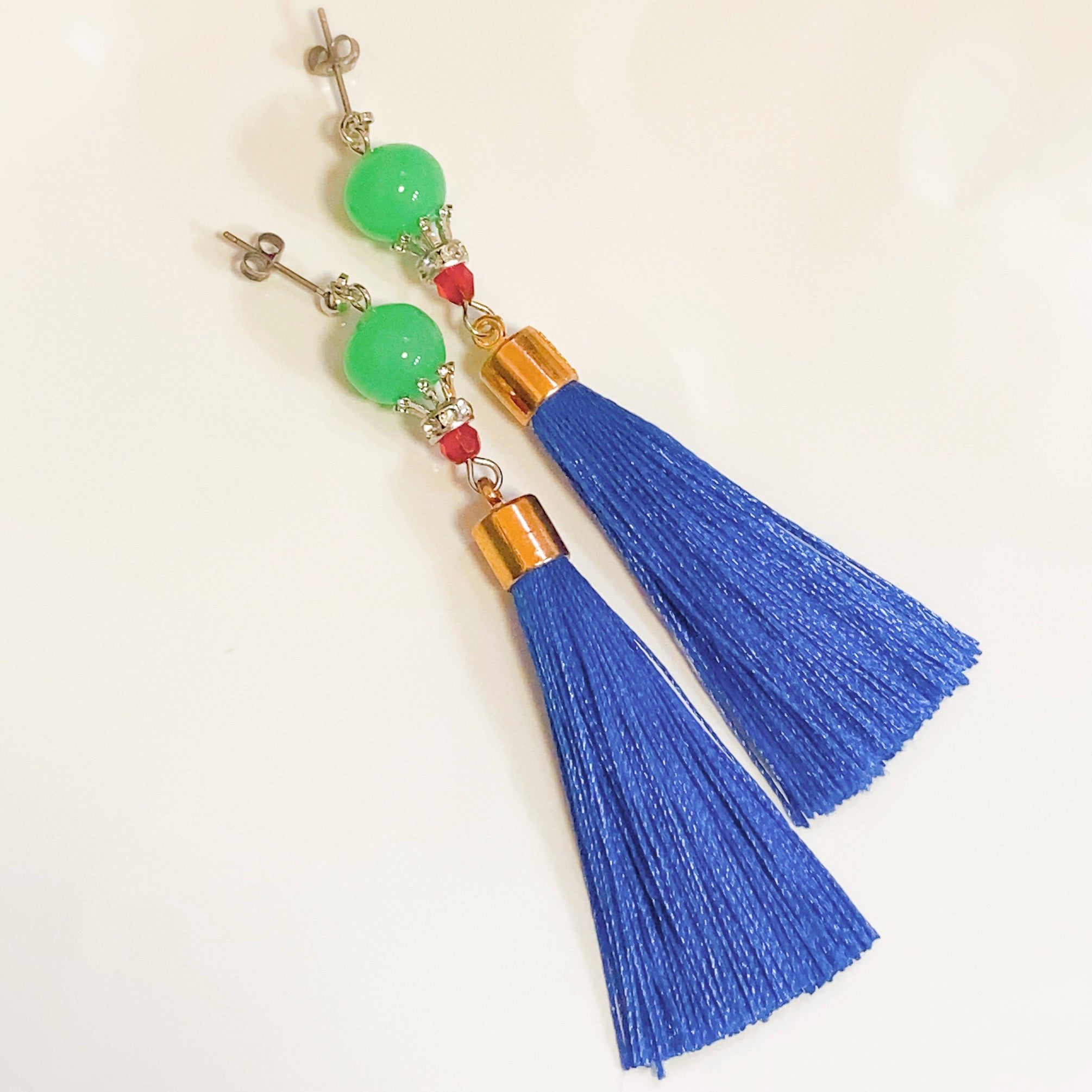 概念アクセサリー】ベネチアガラス&タッセルパーツ ドロップピアス