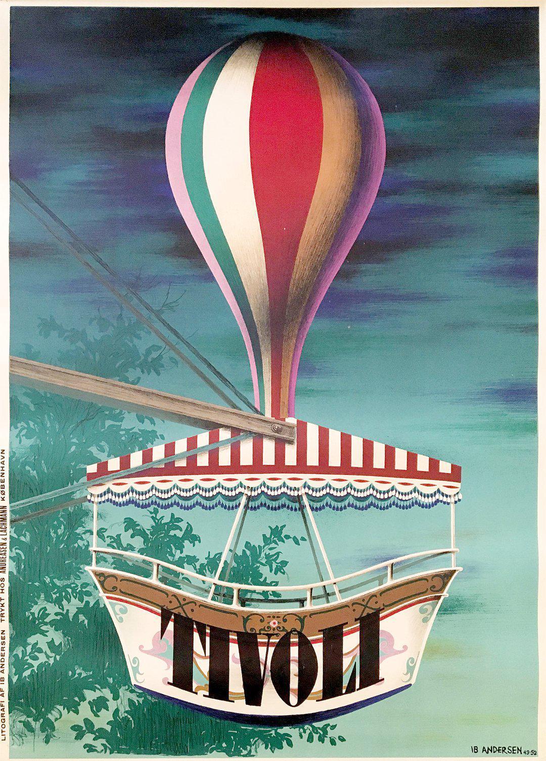 Original Vintage Travel Poster Tivoli Gardens Denmark by Ib Anderson