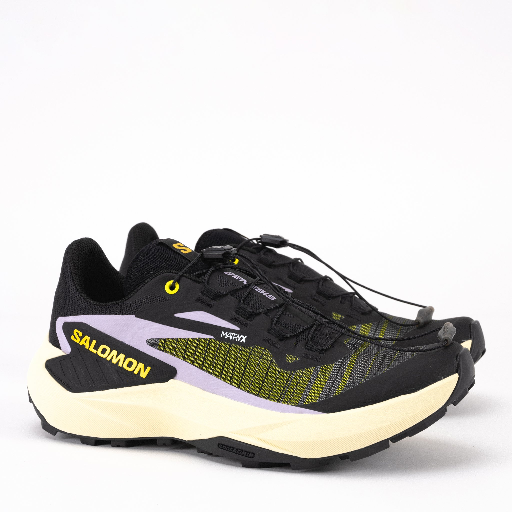 WOMEN'S SALOMON GENESIS - BLACK/SULPHUR - SYNTHETIC – Plaza Shoe Store