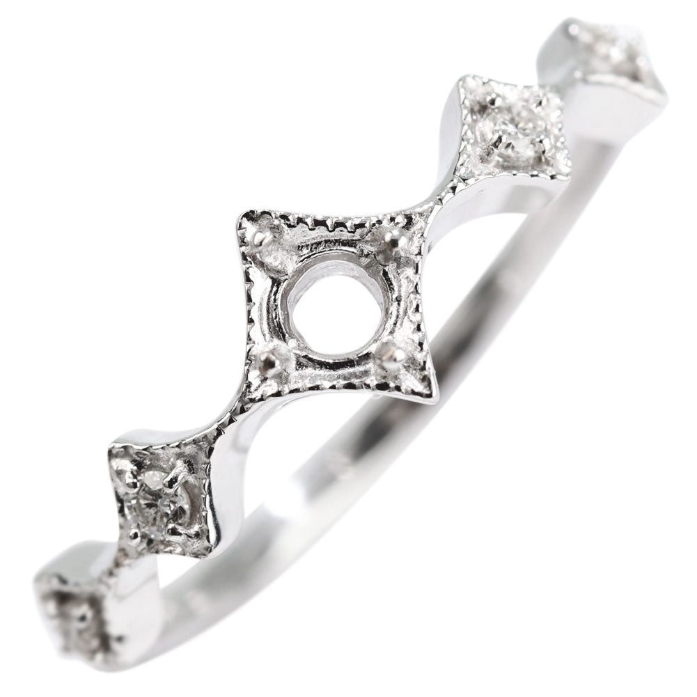 K18 リング空枠 レディース 3mm 枠 指輪 ひし形 ミル打ち セミオーダー