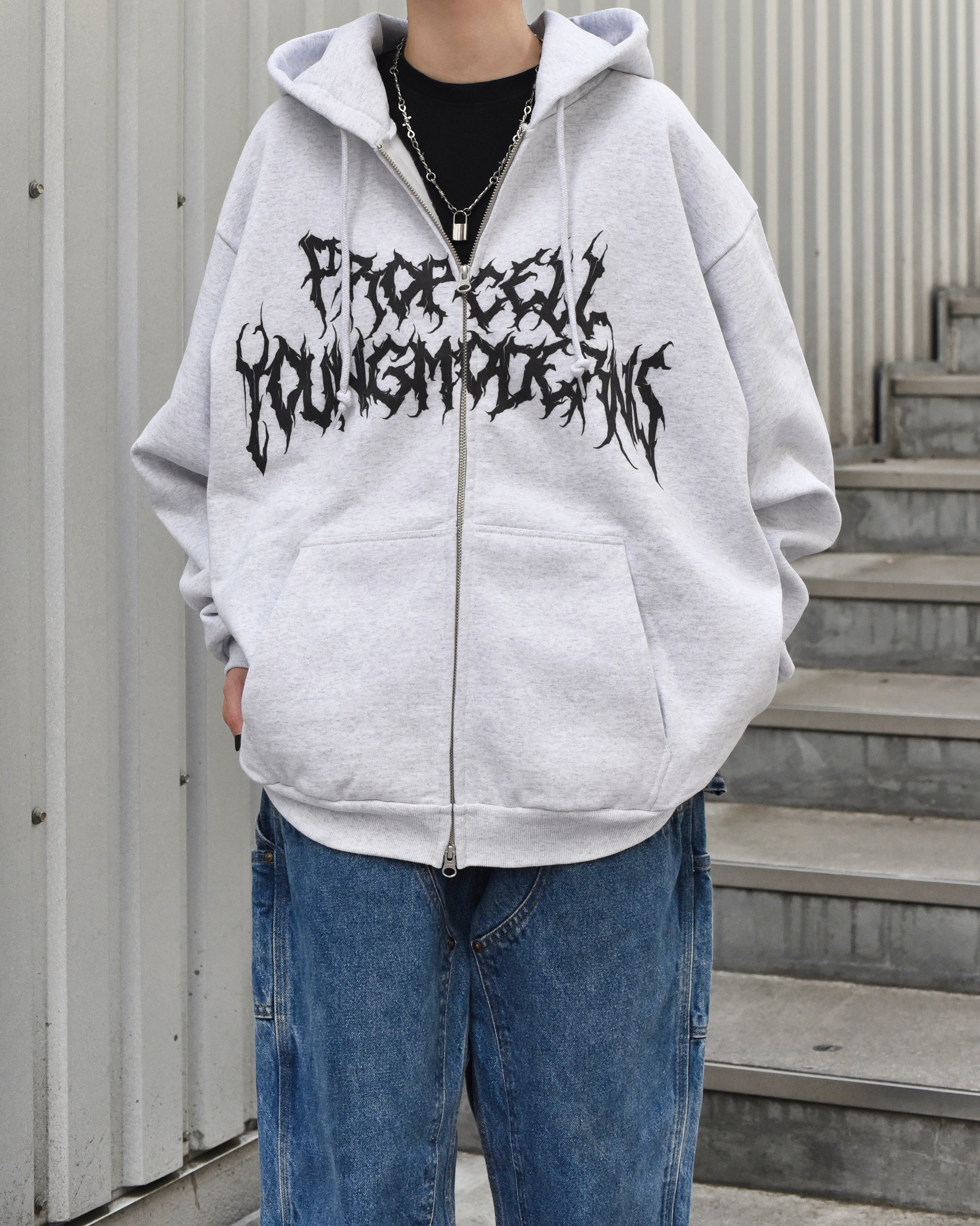 Metal Logo Zip Hoodie【パーカー】グレー – PROPCELL