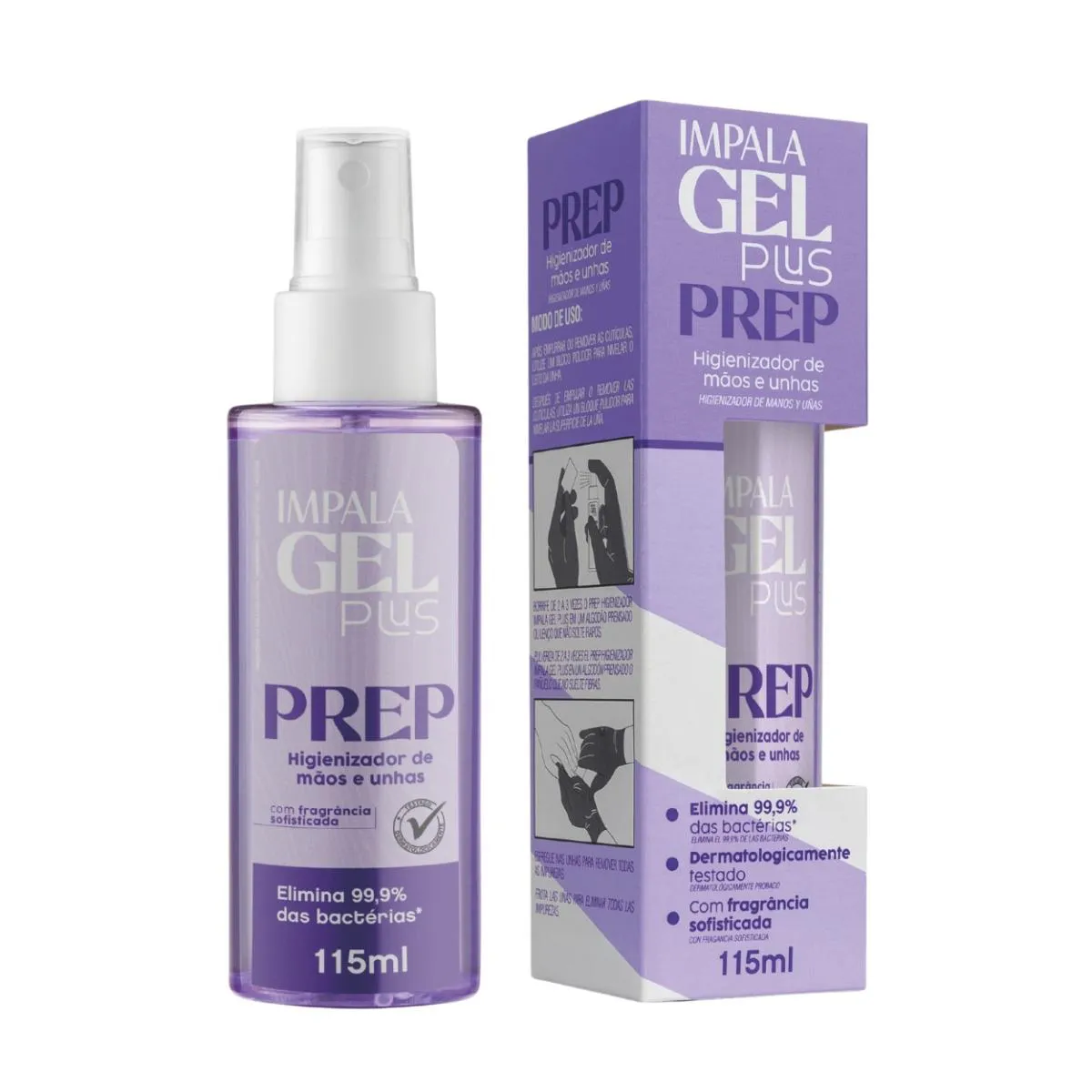 Spray Higienizador Prep Mãos Unhas Gel Plus Impala 115Ml | Droga