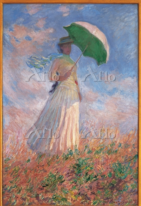 モネ「戸外の人物習作－日傘を持つ右向きの女」 [22008643]のアート