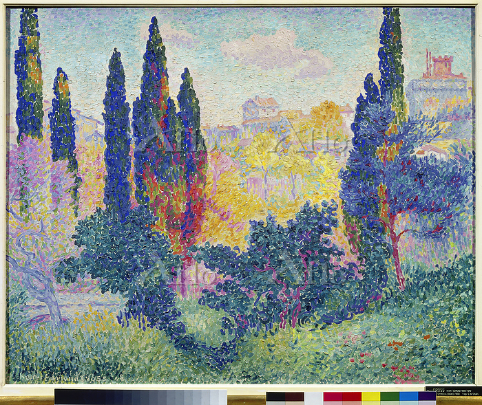 アンリ・エドモン・クロス「カーニュの糸杉」 [944258]のアート作品