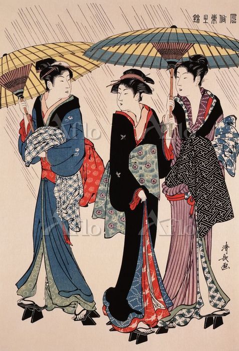 鳥居清長 「風俗東之錦・雨中湯帰り」 [119024]のアート作品 - アフロ