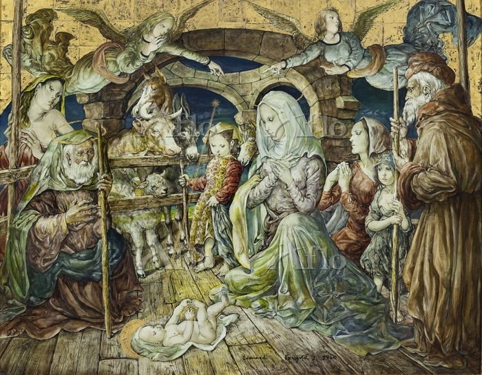 藤田嗣治 「キリスト降誕」 [61828382]のアート作品 - アフロ