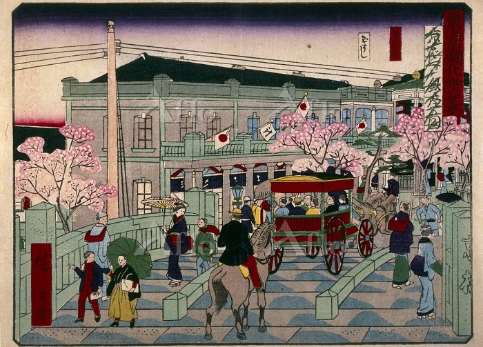 三代歌川広重 「文明開化絵 東京開花三十六景 京橋銀座図」 [20181119