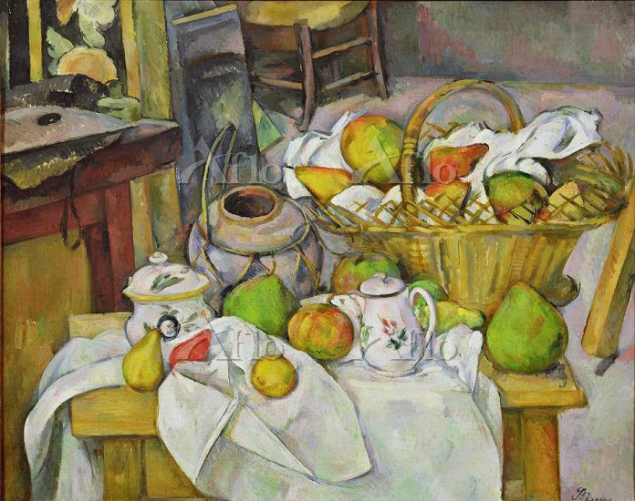 セザンヌ 「台所のテーブル（籠のある静物）」 [72120]のアート作品