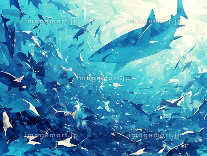 水族館の魚の群れ[AI生成画像]のイラスト素材 [256457973]｜毎月1点