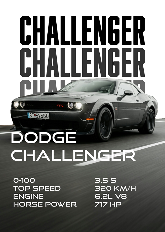 Dodge Challenger - Power&Speed posters & prints by DriveArt - Printler