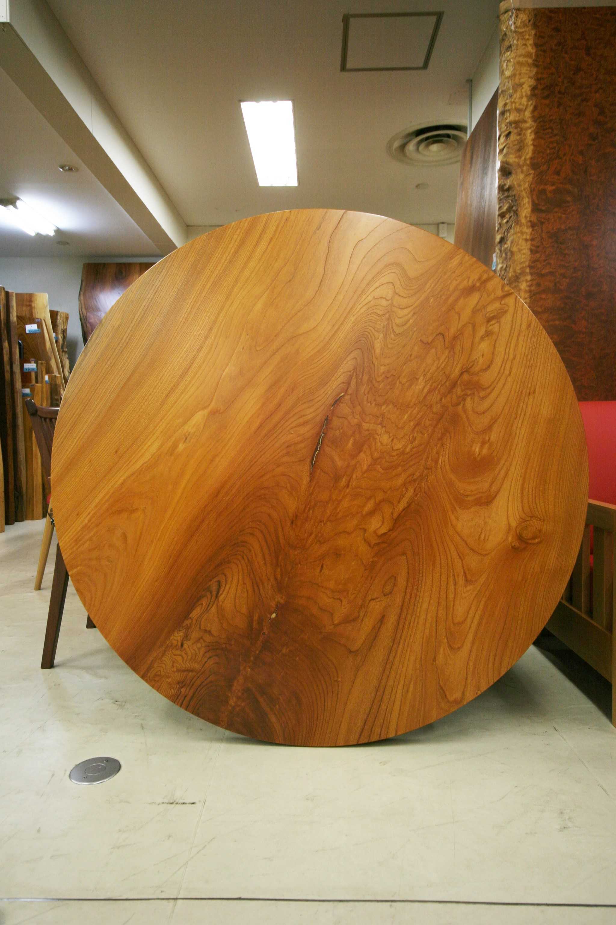 けやき材一枚板 丸テーブル - 一枚板テーブル・無垢材の家具 新宿区 東