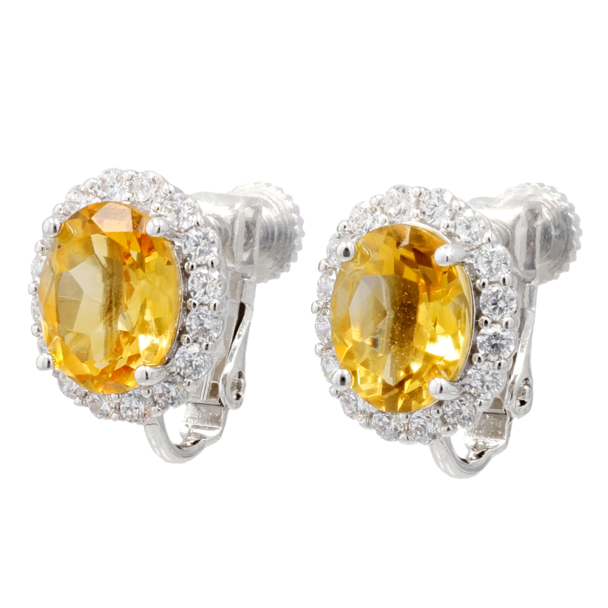 TarTar シトリン&CZ オーバルイヤリング/ピアス計3.0ctUP TarTar - QVC.jp