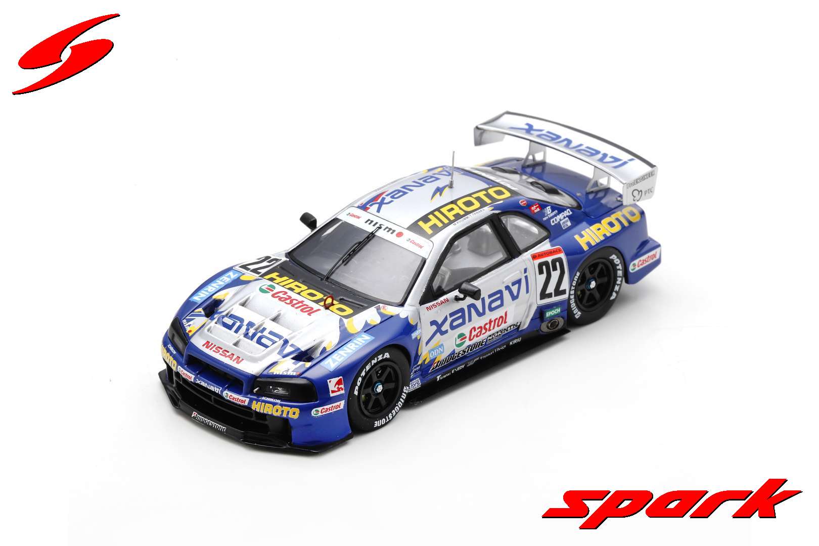 Spark SJ168 1/43 XANAVI HIROTO Nissan Skyline GT-R (R34) No.22