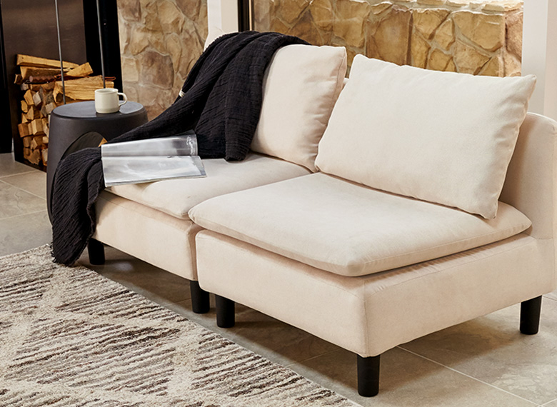 ソファ 一人掛け 背もたれあり 肘掛け無し 脚付き ベンチチェア