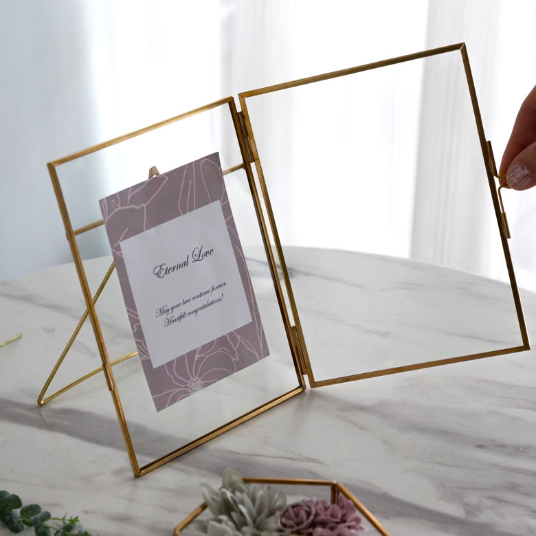 ガラスと真鍮でできたフォトフレーム(63270)【写真立て おしゃれ