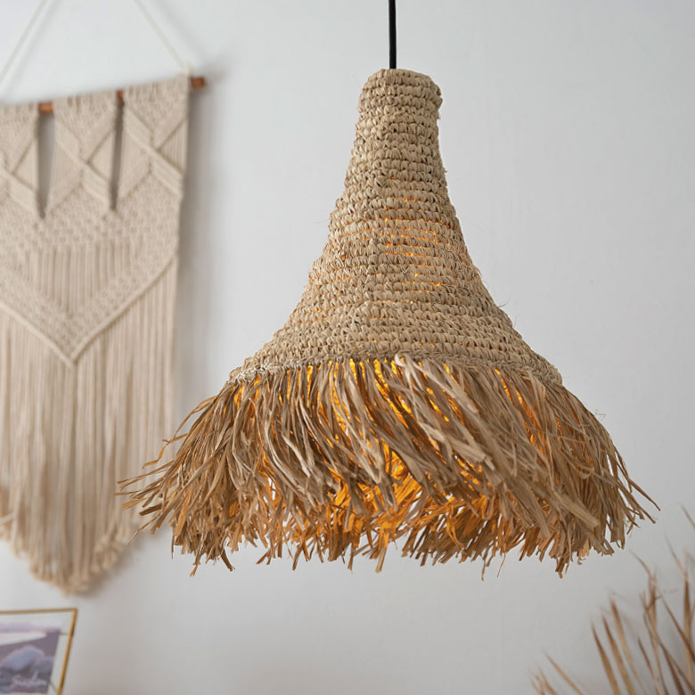 ランプシェード ペンダントライト 照明 ラフィア 1灯 口金E26 60W LED