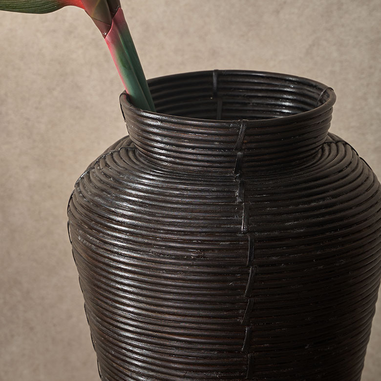 バスケット ラタン 籐 花瓶 フラワーベース 花びん 花器 約 W 37cm D