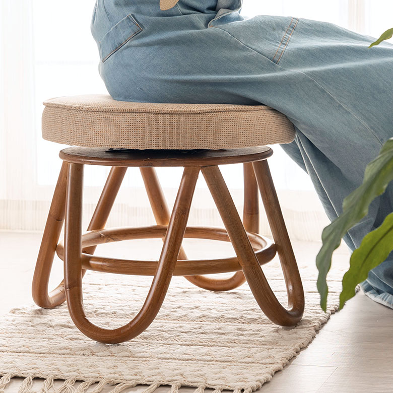 回転 スツール ラタンスツール ラタン 籐 椅子 イス 座面高 35.5cm