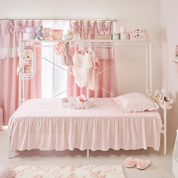 フリル布団カバー4点セット(セミダブル・ピンク)【ラッピング対応可能