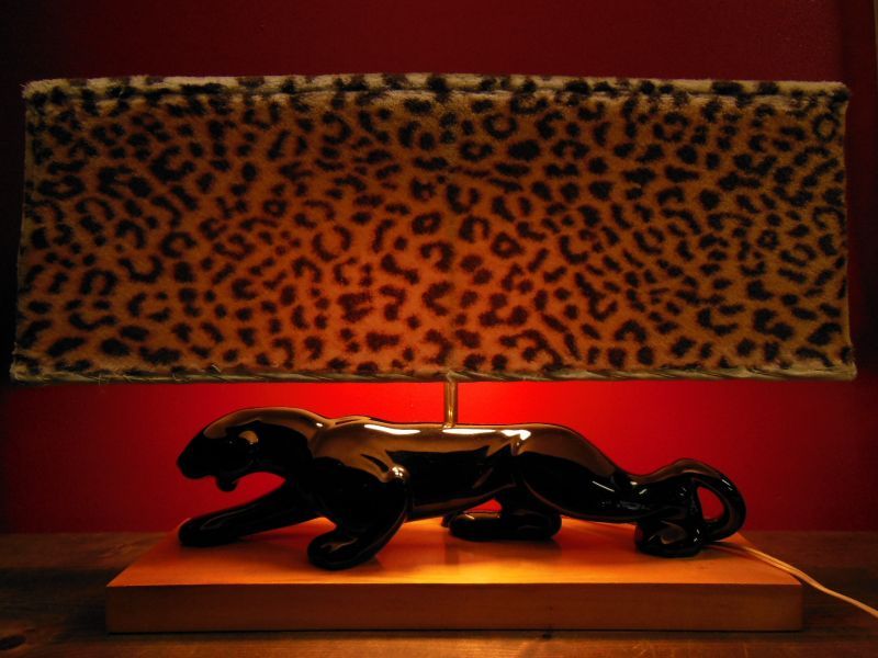 1950'S ROYAL HAEGER BLACK PANTHER/LEOPARD SHADE LAMP/1/ブラック