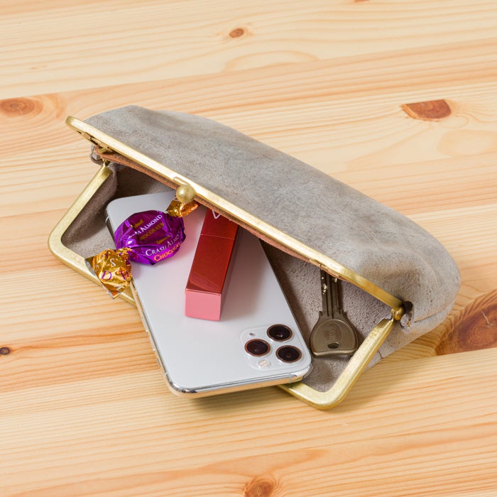 N25 レザーがま口ウォレット（ブラック・大）