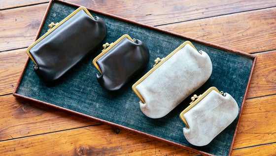 N25 レザーがま口ウォレット（クーズーストーン・中）