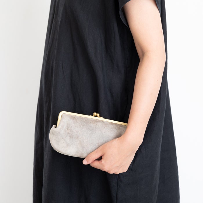 N25 レザーがま口ウォレット（クーズーストーン・大）