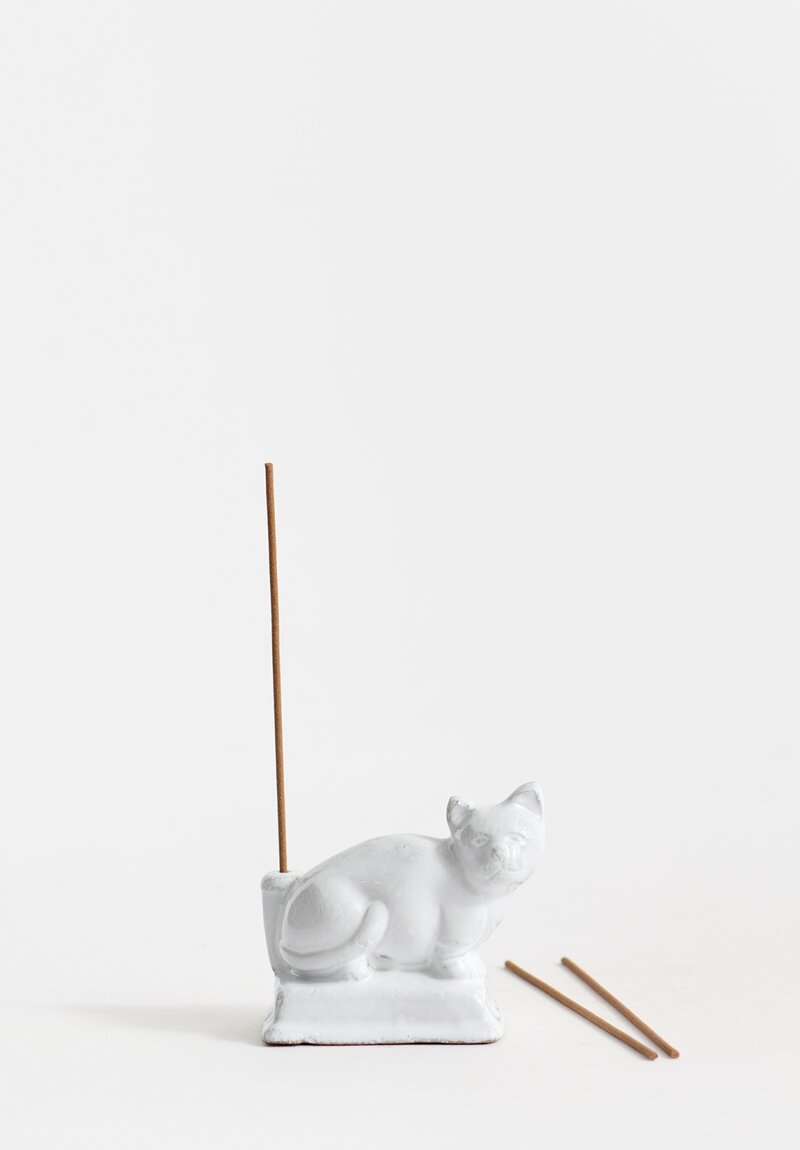 Astier de Villatte Minou Cat Incense Holder in White | Santa Fe