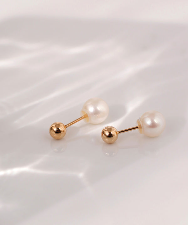 mimi33】淡水パールバックキャッチピアス[K10][Basic]｜アネモネ