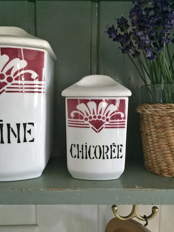 フランスサンアマン製陶器キャニスター3個セットはかわいい