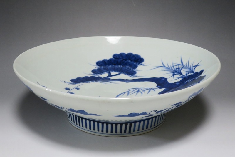 仙遊洞 鍋島焼 染付 松竹梅文 大皿