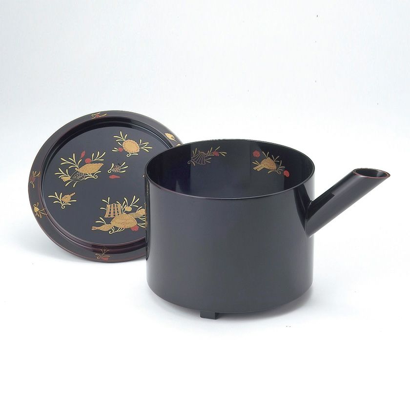 茶道具 水指（水差・みずさし） 大口水指 溜塗 海松貝蒔絵 惺