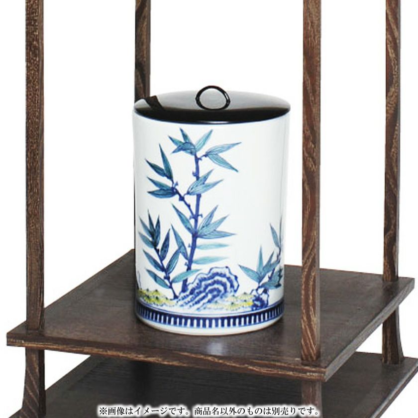 茶道具 水指（水差・みずさし） 水指 色絵 岩竹 一重口 御室窯