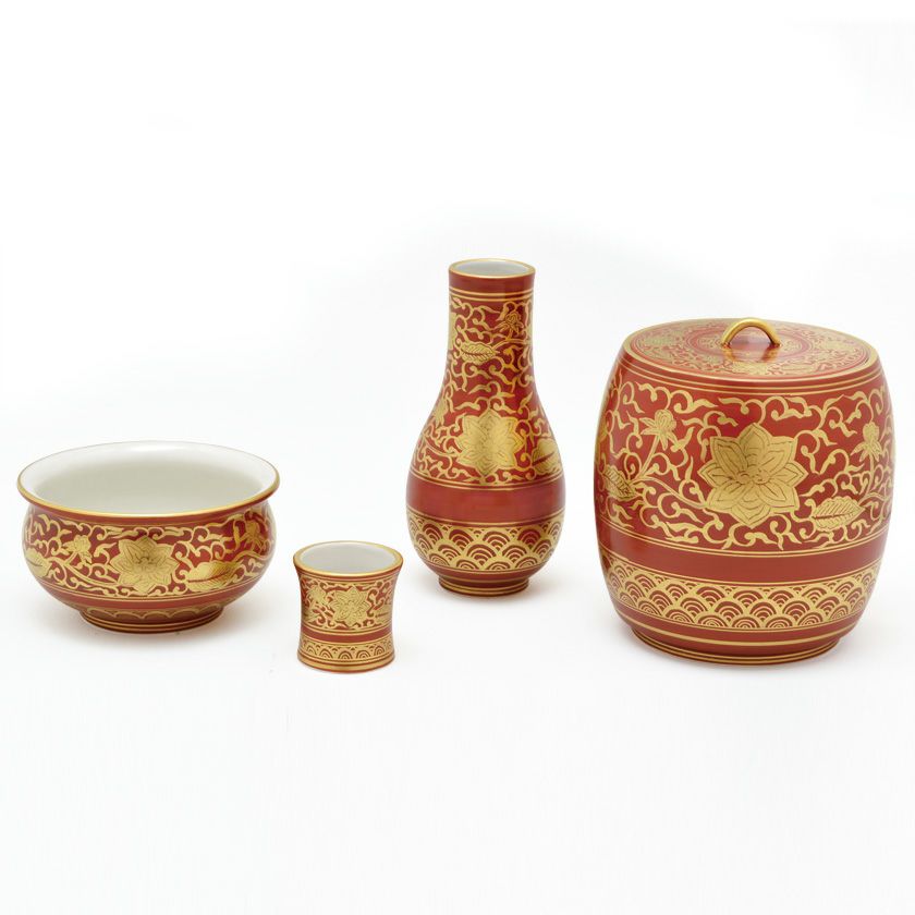 茶道具 皆具（かいぐ） 皆具 赤地 金襴手 加藤 ひろこ | 千年の香り 千紀園
